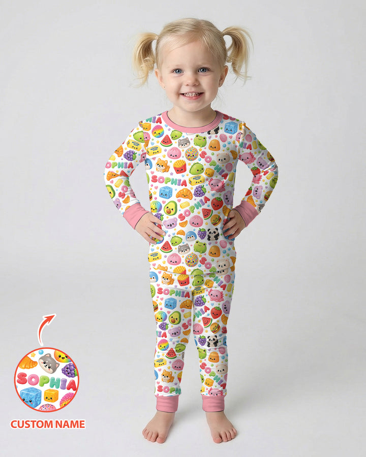 Just A Girl Who Loves Squishies Custom Name Bamboo Two Piece Long Sleeve Pajama Set