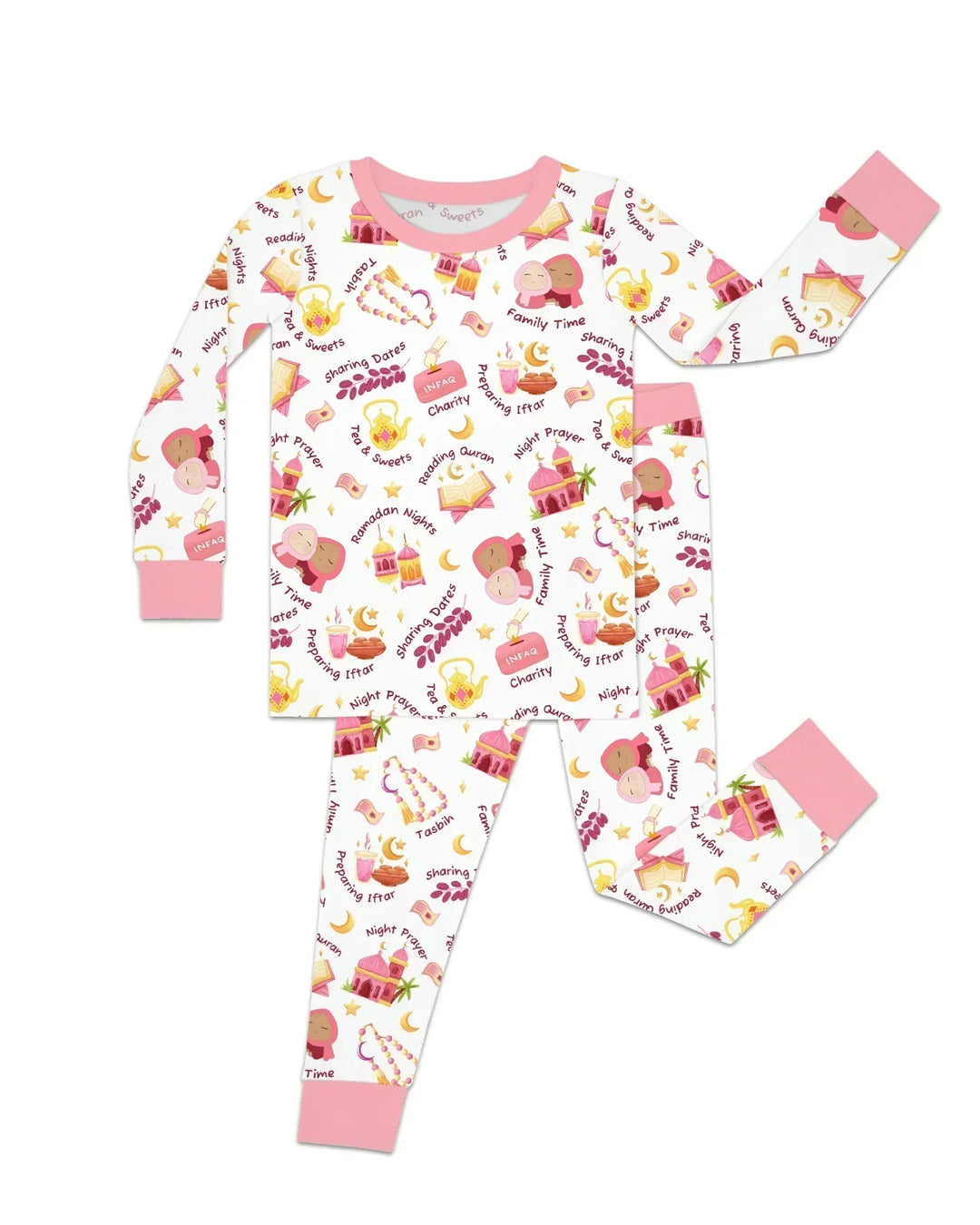 Ramadan Mubarak Matching Family Bamboo Two Piece Long Sleeve Pajama Set