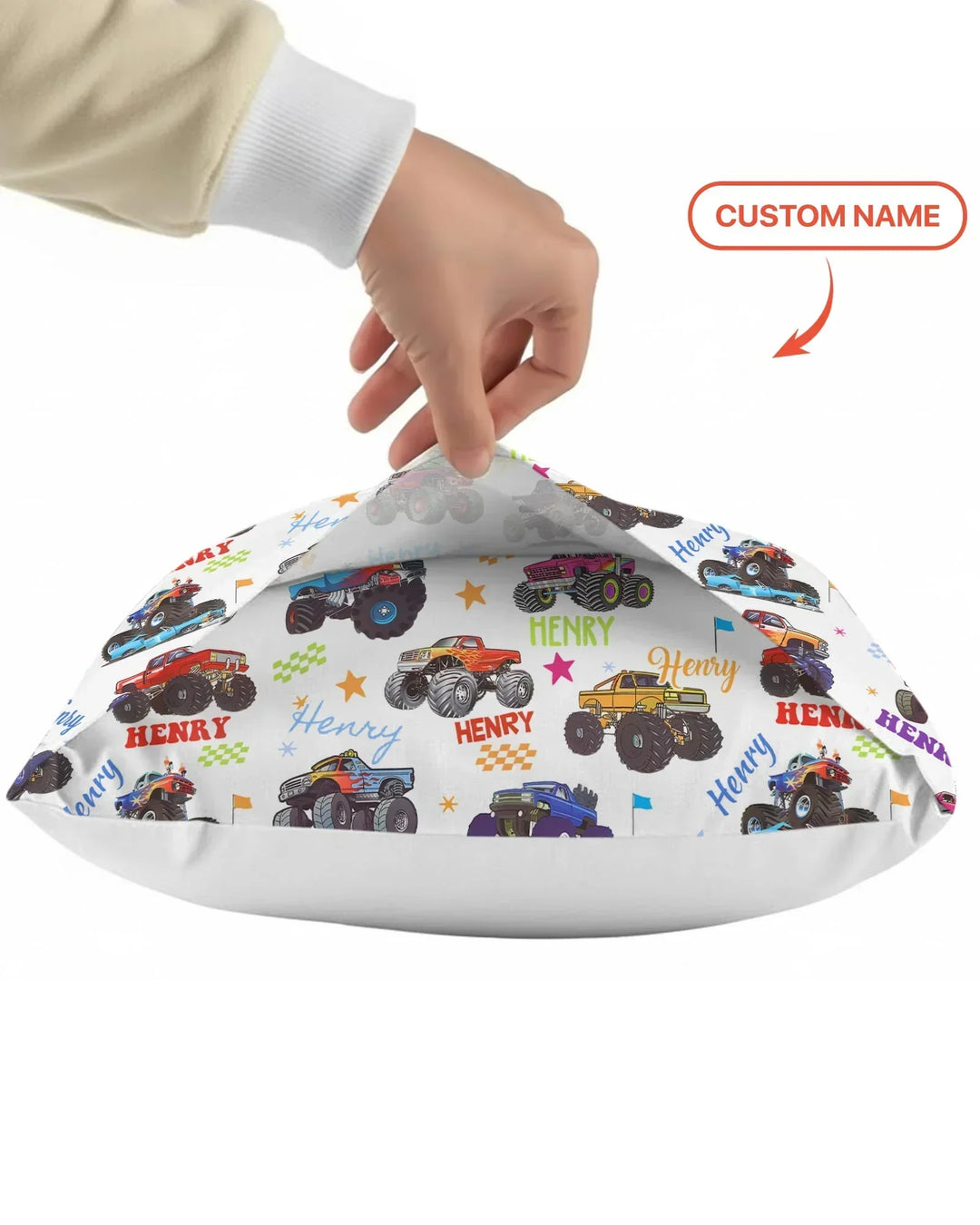 Monster Truck Custom Name Bamboo Pillow Case