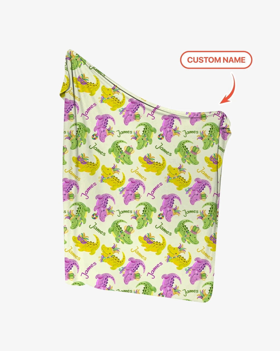 Custom Name Mardi Gras Alligator Bamboo Swaddle Blanket