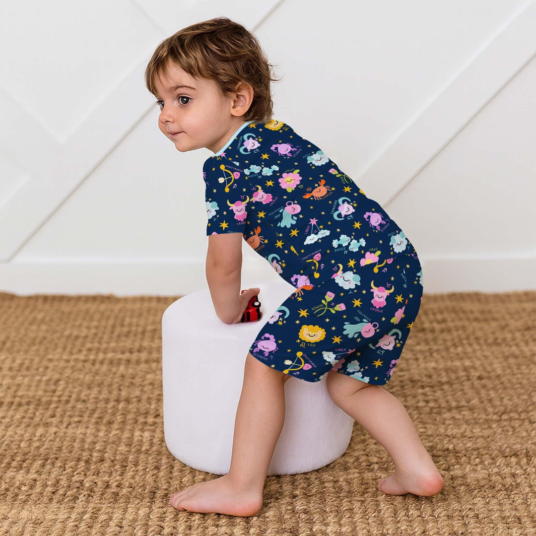 Zodiac Signs Bamboo Two Piece Short Sleeve Shorts Pajama Set