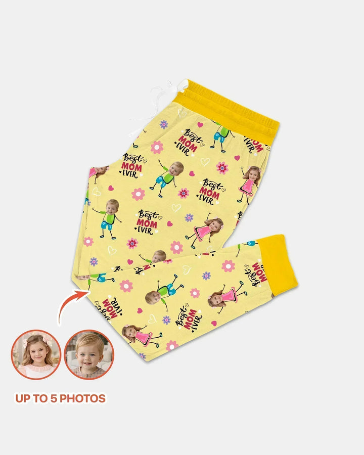 Custom Photo "Best Mom Ever" Doodle Bamboo Women Pajama Set