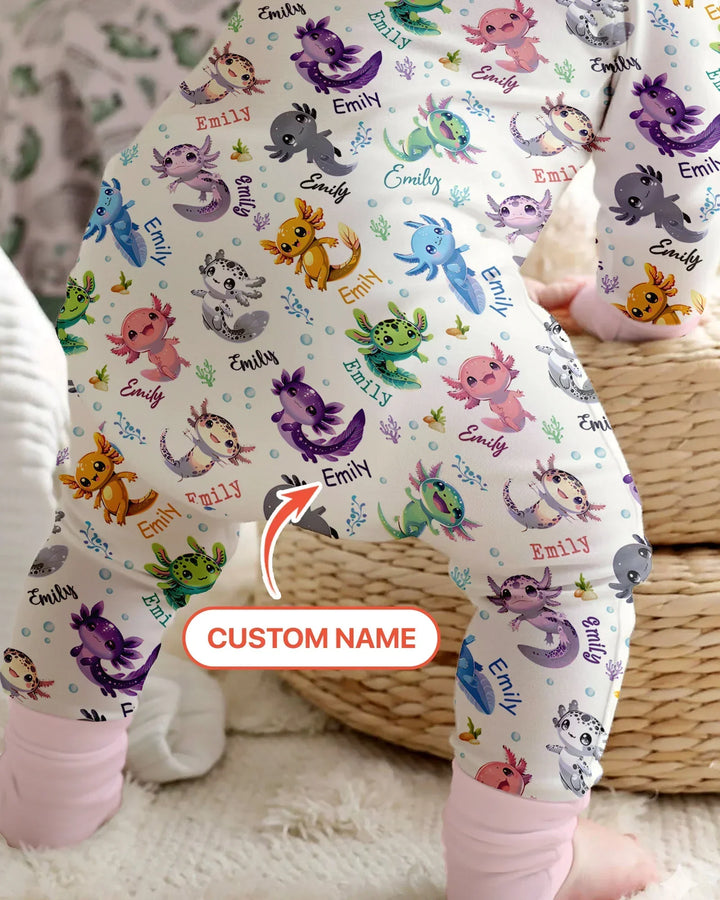 I Love You Axolotl Custom Name Bamboo Convertible Zippy