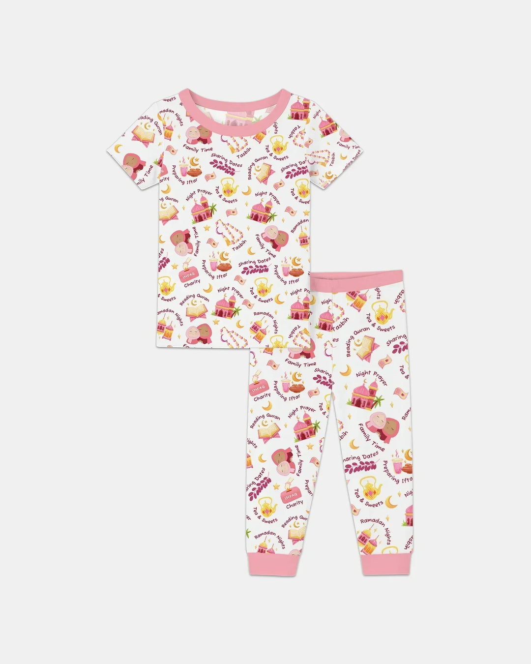 Ramadan Mubarak Matching Family Bamboo Two Piece Short Sleeve Pajama Set