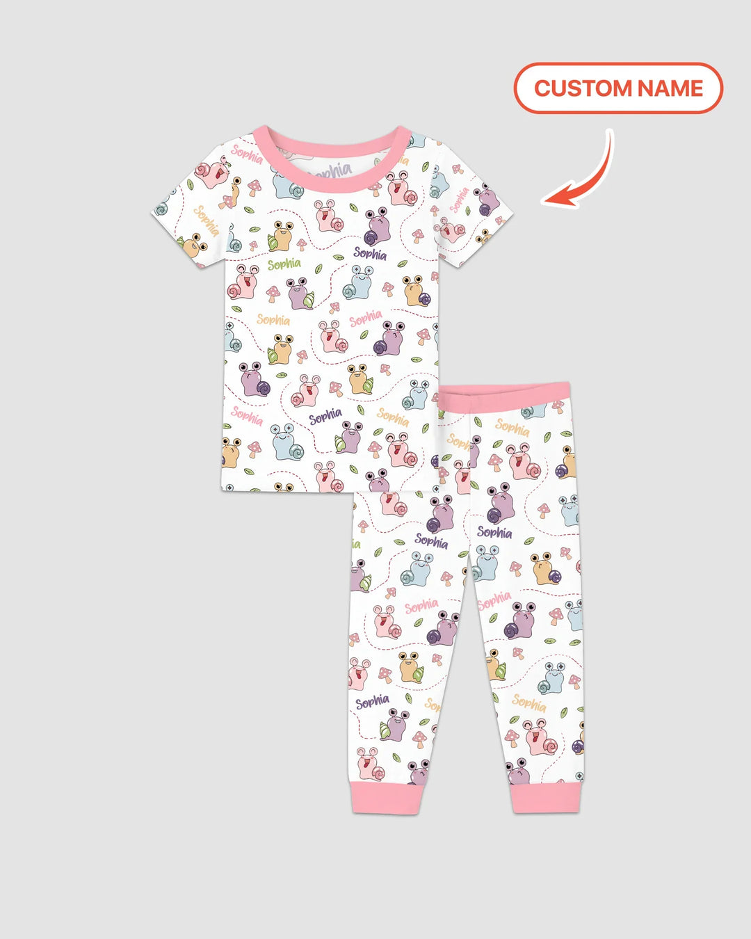Custom Name Snailed it! Bamboo Two Piece Short Sleeve Pajama Set