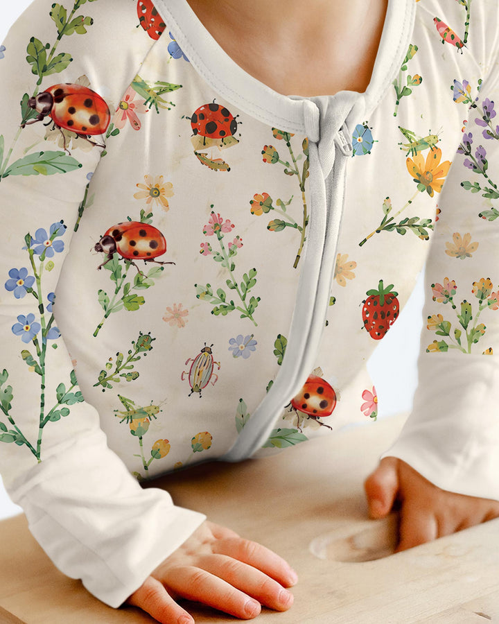 Ladybug Floral Wild Flower Vintage Bamboo Convertible Zippy