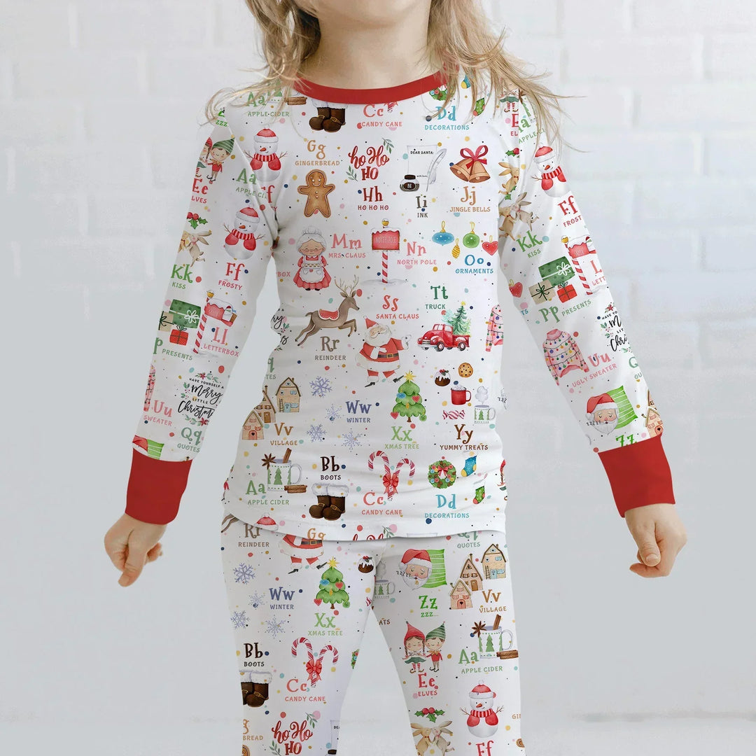 Christmas Alphabet Bamboo Two Piece Long Sleeve Pajama Set