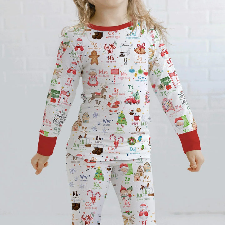 Christmas Alphabet Bamboo Two Piece Long Sleeve Pajama Set
