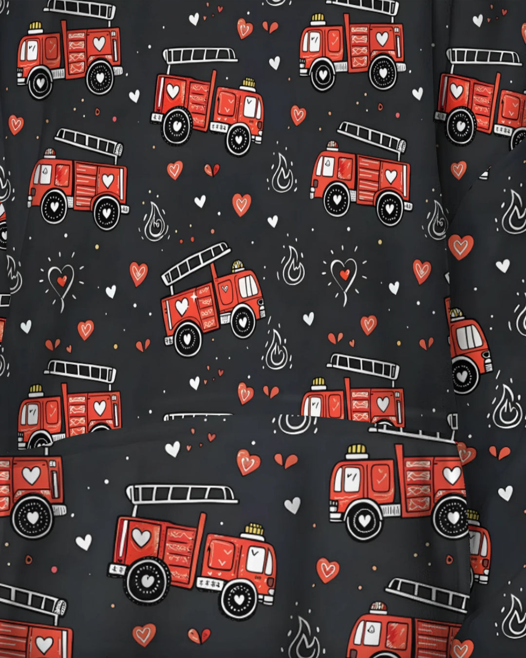 Valentine Fire Trucks Wearable Bamboo Blanket Hoodie