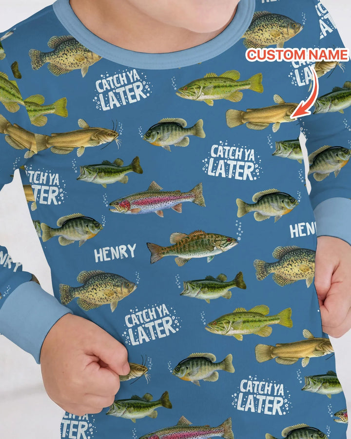 Catch Ya Later Matching Daddy & Me Bamboo Two Piece Long Sleeve Pajama Set