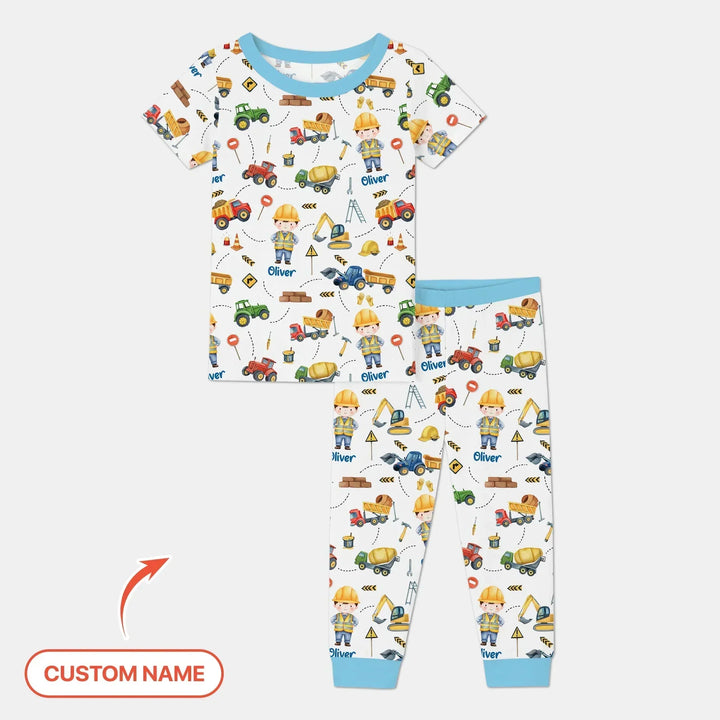 Custom Character Little Digger Adventures Bamboo Two Piece Short Sleeve Pajama Set