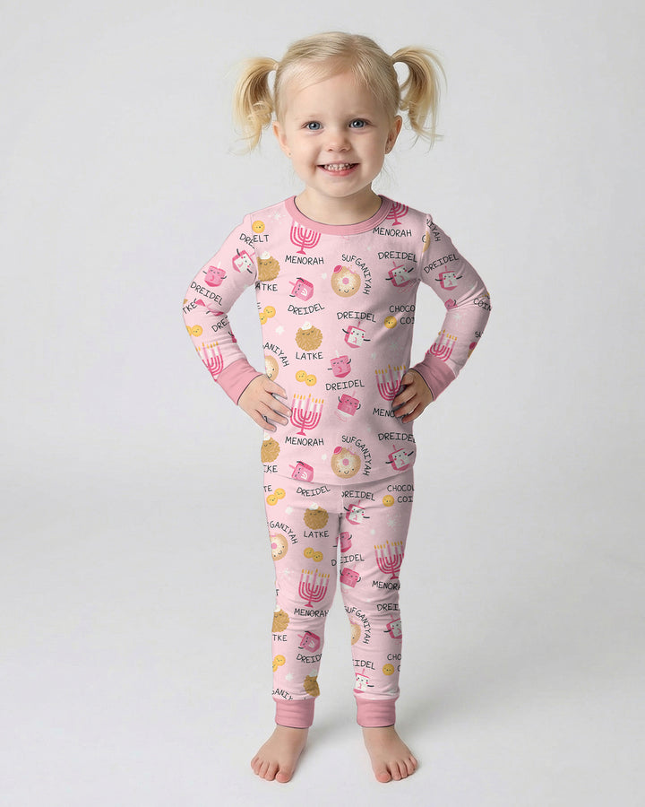 Family Hanukkah Matching Bamboo Two Piece Long Sleeve Pajama Set