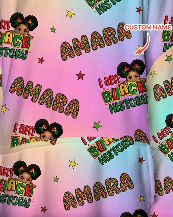 Custom Name I Am Black History Custom Bamboo Blanket Hoodie