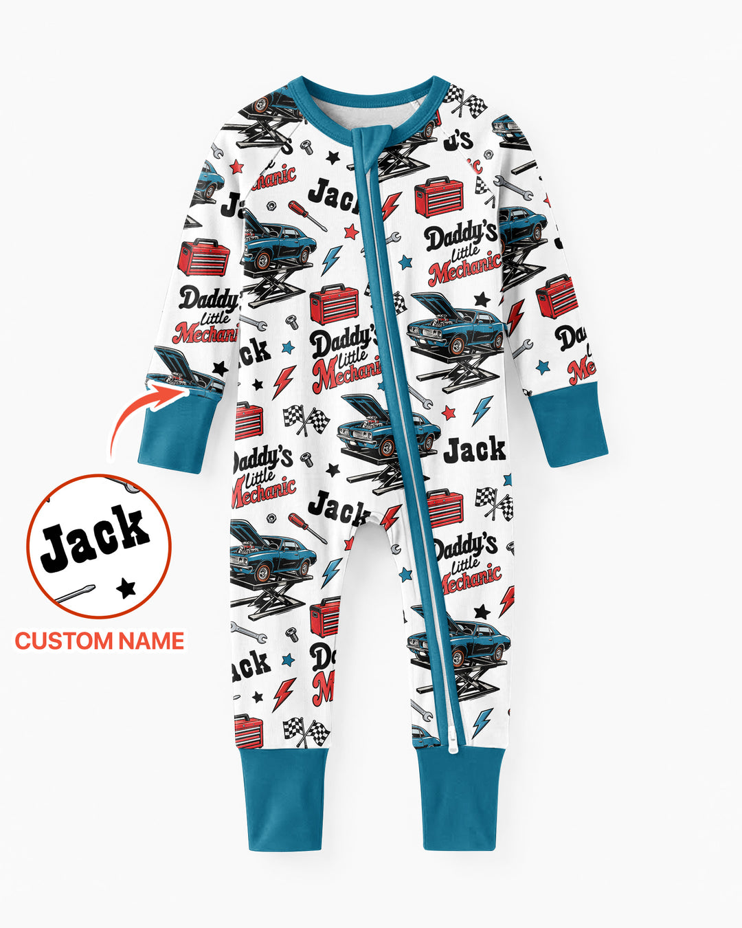 Custom Name Daddy's Little Mechanic Bamboo Convertible Zippy