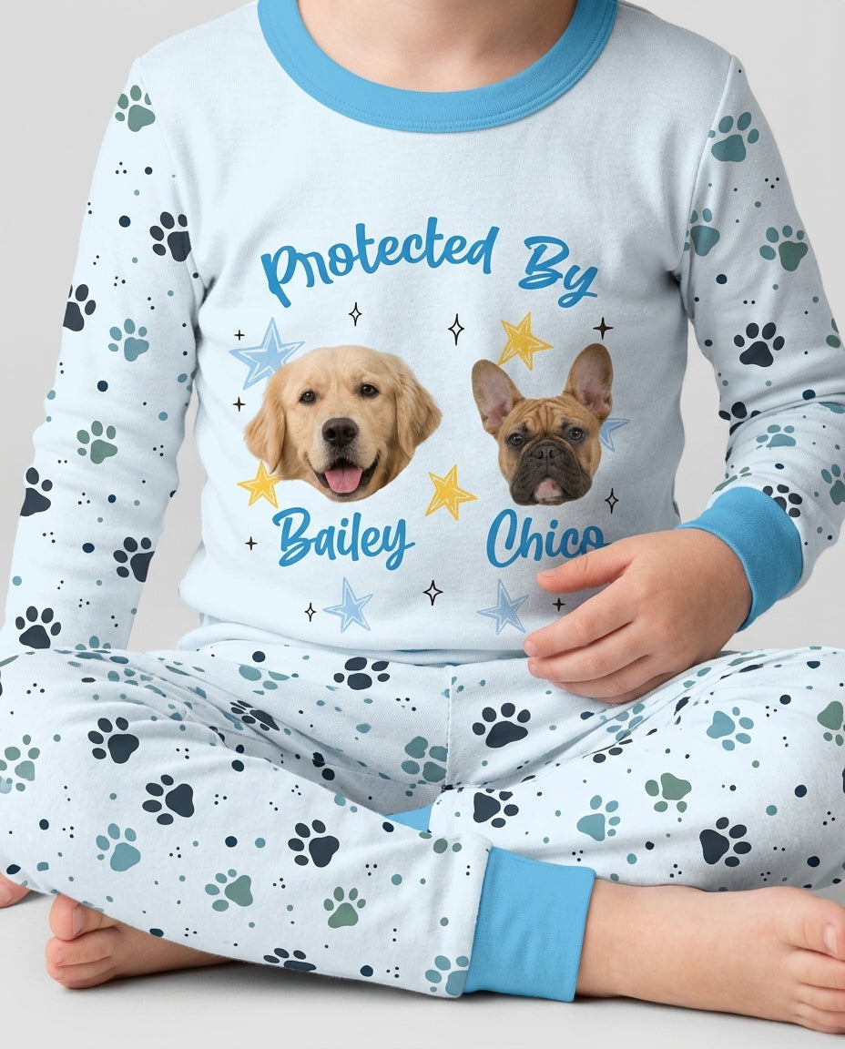 Cute Pet Photo Bamboo Two Piece Long Sleeve Pajama Set