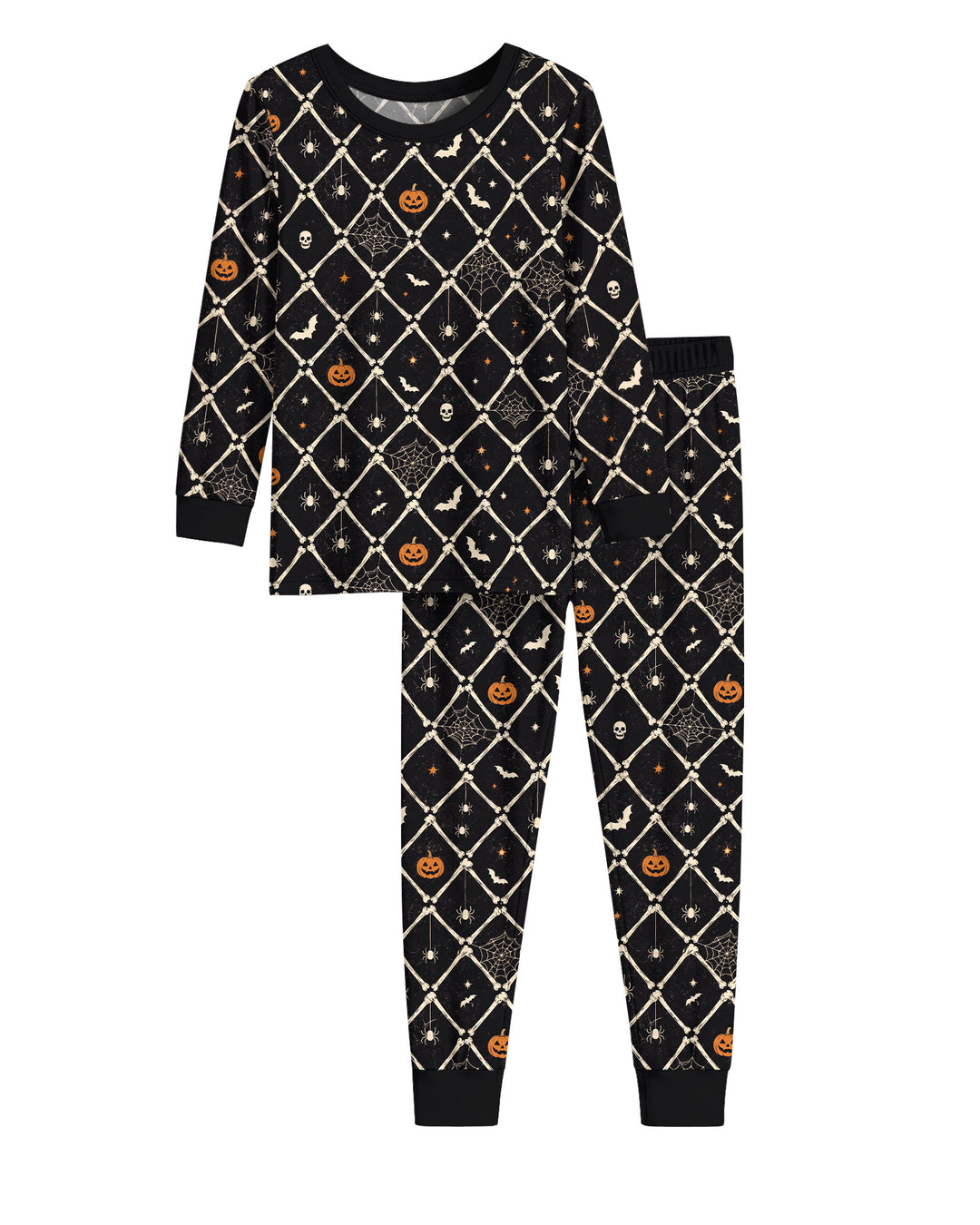 Gothic Skeleton Bones Spooky Halloween Bamboo Two Piece Long Sleeve Pajama Set