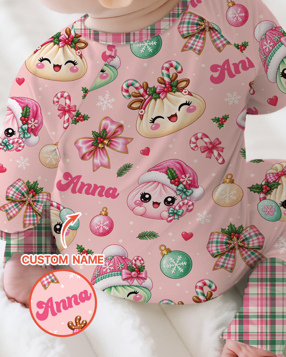 Custom Name Kawaii Christmas Dumpling Bamboo Convertible Zippy