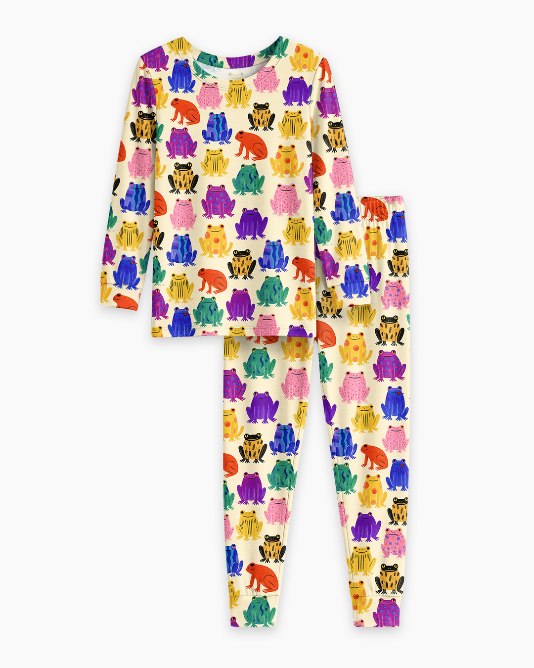 Rainbow Frog Parade Bamboo Two Piece Long Sleeve Pajama Set