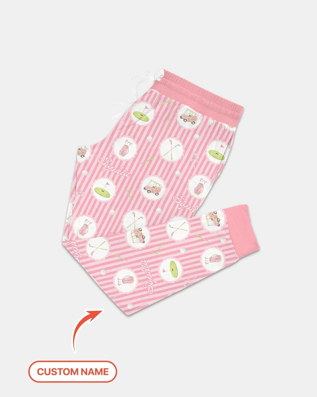 Custom Name Pink Golf Girl Bamboo Women Pajama Set