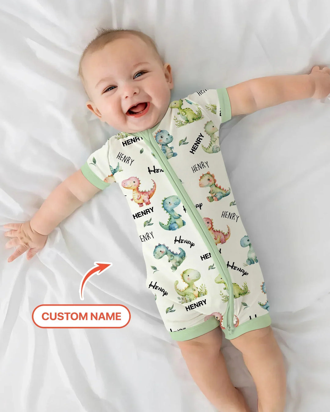 Dinosaur Custom Name Bamboo Shorty Zippy