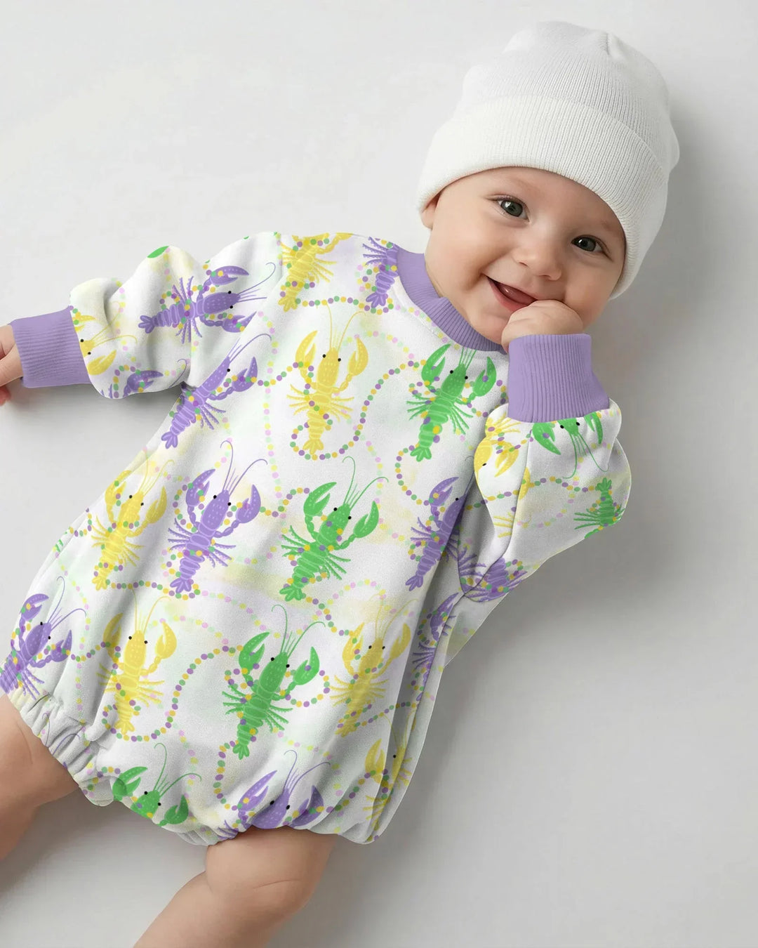 Mardi Gras Crawfish Family Matching Bamboo Bubble Romper