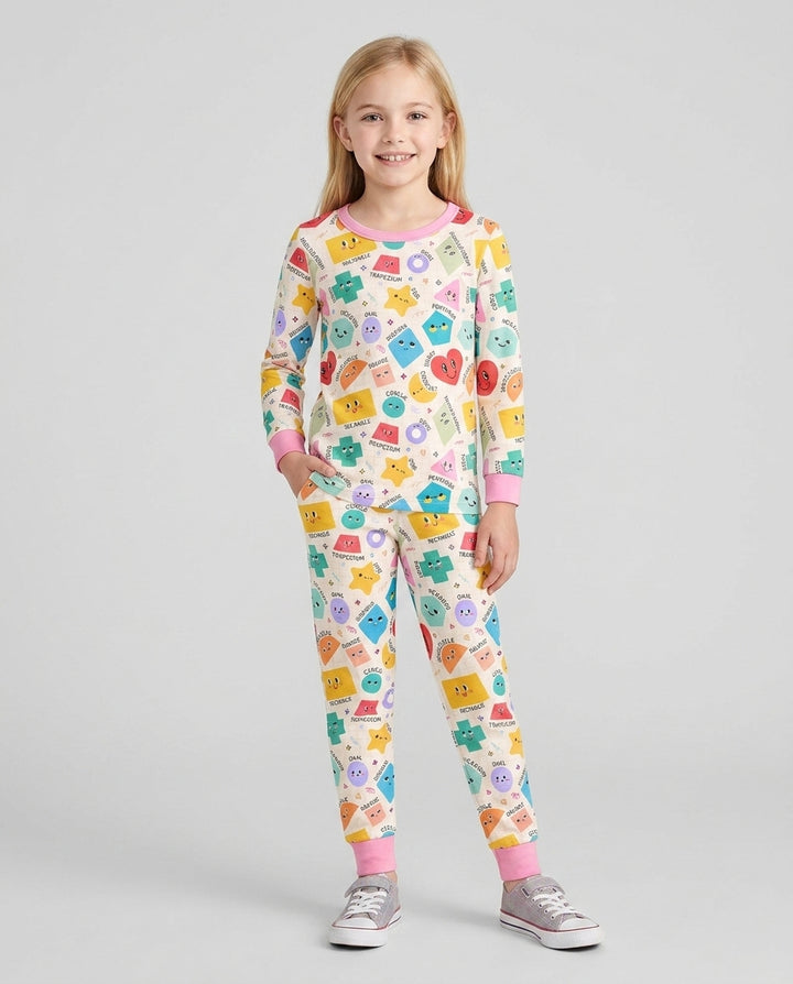 Happy Shape Squad Family Matching Bamboo Two Piece Long Sleeve Pajama Set