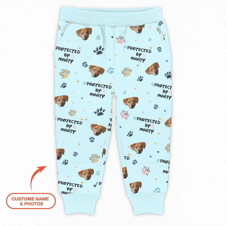 Custom Dog Photo Pattern "Protected By" Bamboo Jogger