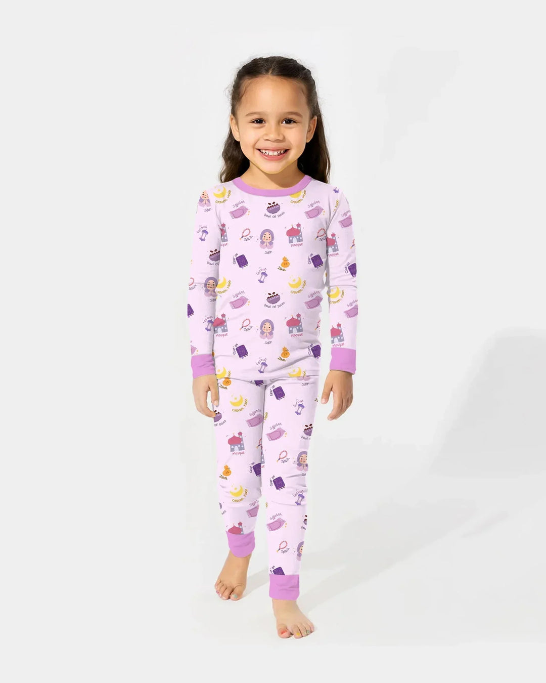 Cute Ramadhan Mubarak Bamboo Two Piece Long Sleeve Pajama Set