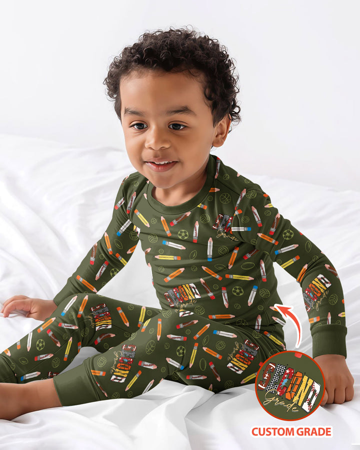 Sport Pre-K to Fourth Grade Bamboo Two Piece Long Sleeve Pajama Set