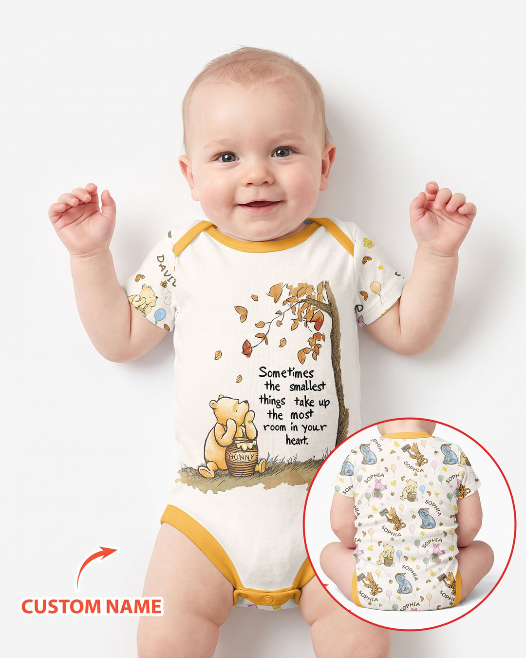 Little Things, Big Love Classic Bear Custom Name Bamboo Bodysuit