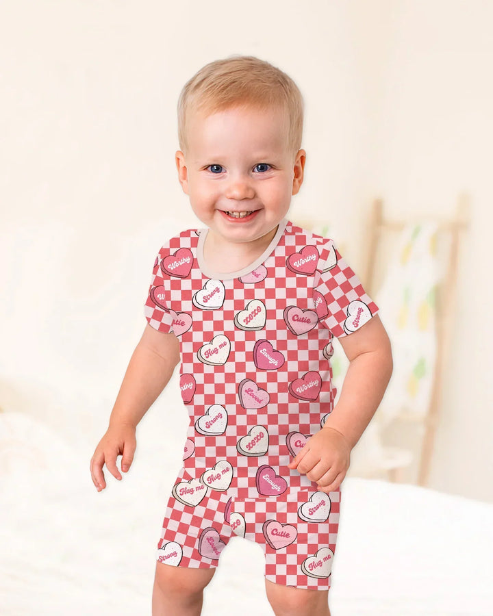 Valentine in Hearts Bamboo Two Piece Short Sleeve Shorts Pajama Set