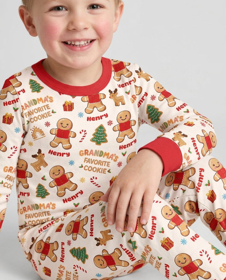 Personalized Grandma's Favorite Cookie Bamboo Two Piece Long Sleeve Pajama Set