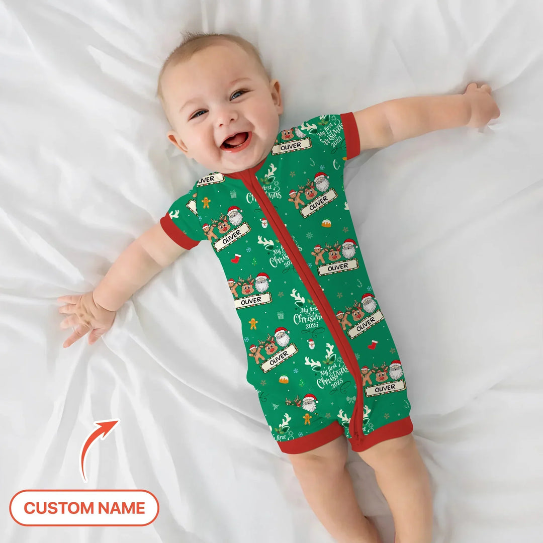 Custom Name "Merry Christmas My Deer" For Girl - Shorty Zippy , Custom Name "Merry Christmas My Deer" For Girl - Shorty Zippy - 0-3M