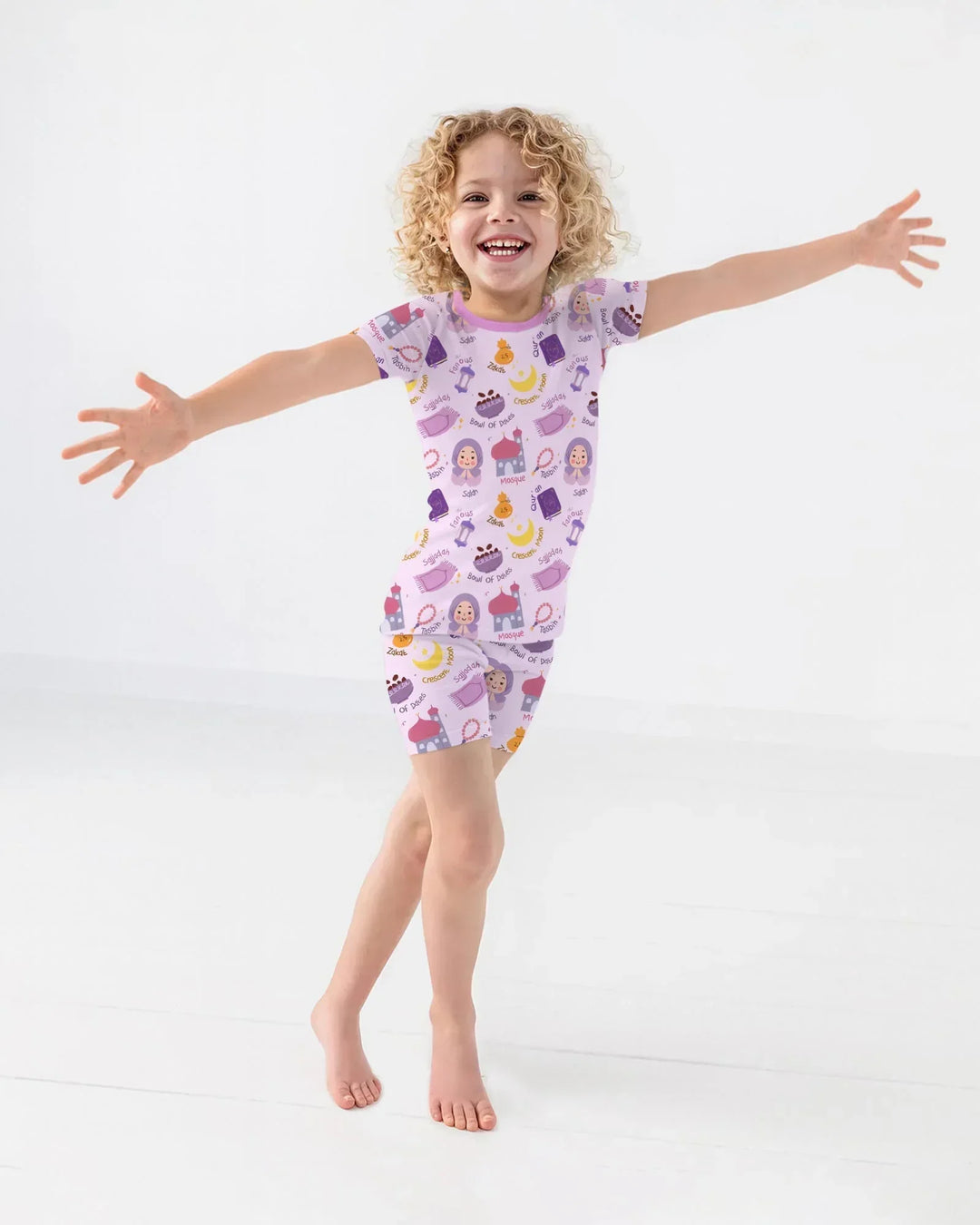 Happy Ramadhan Bamboo Two Piece Short Sleeve Shorts Pajama Set