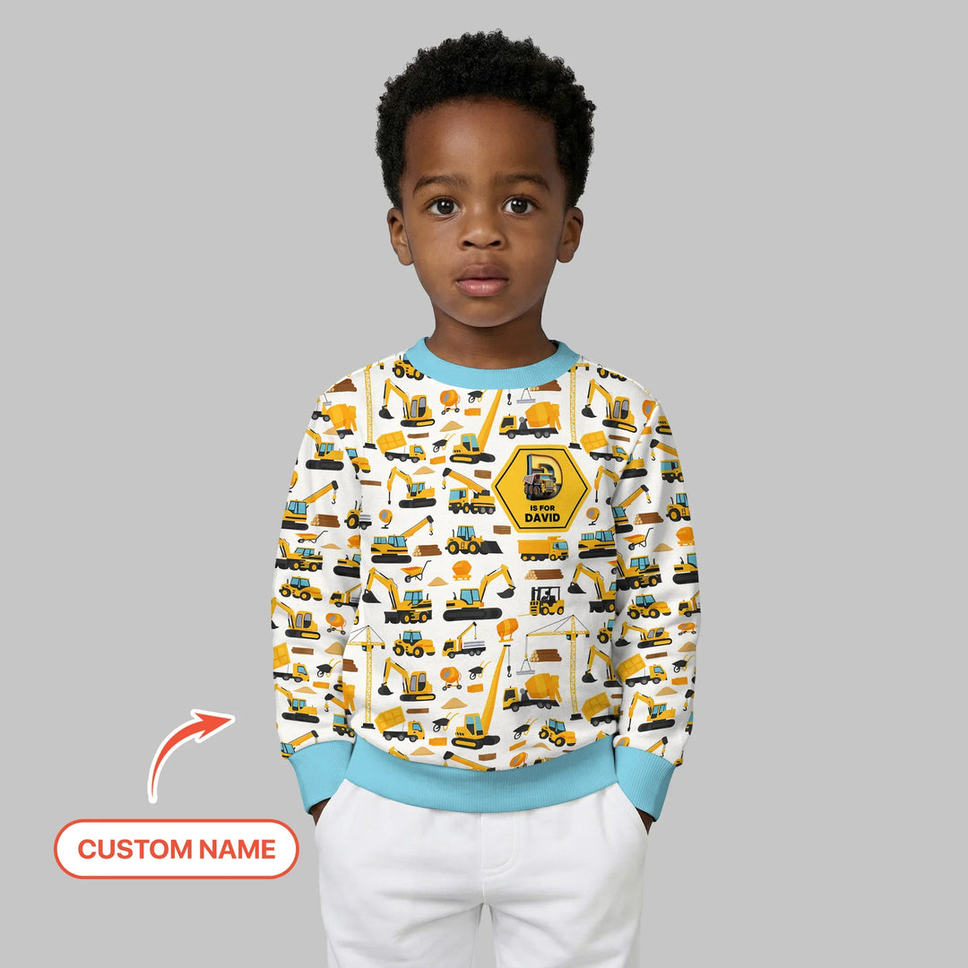 Custom Name Construction Initials Bamboo Crewneck Sweatshirt