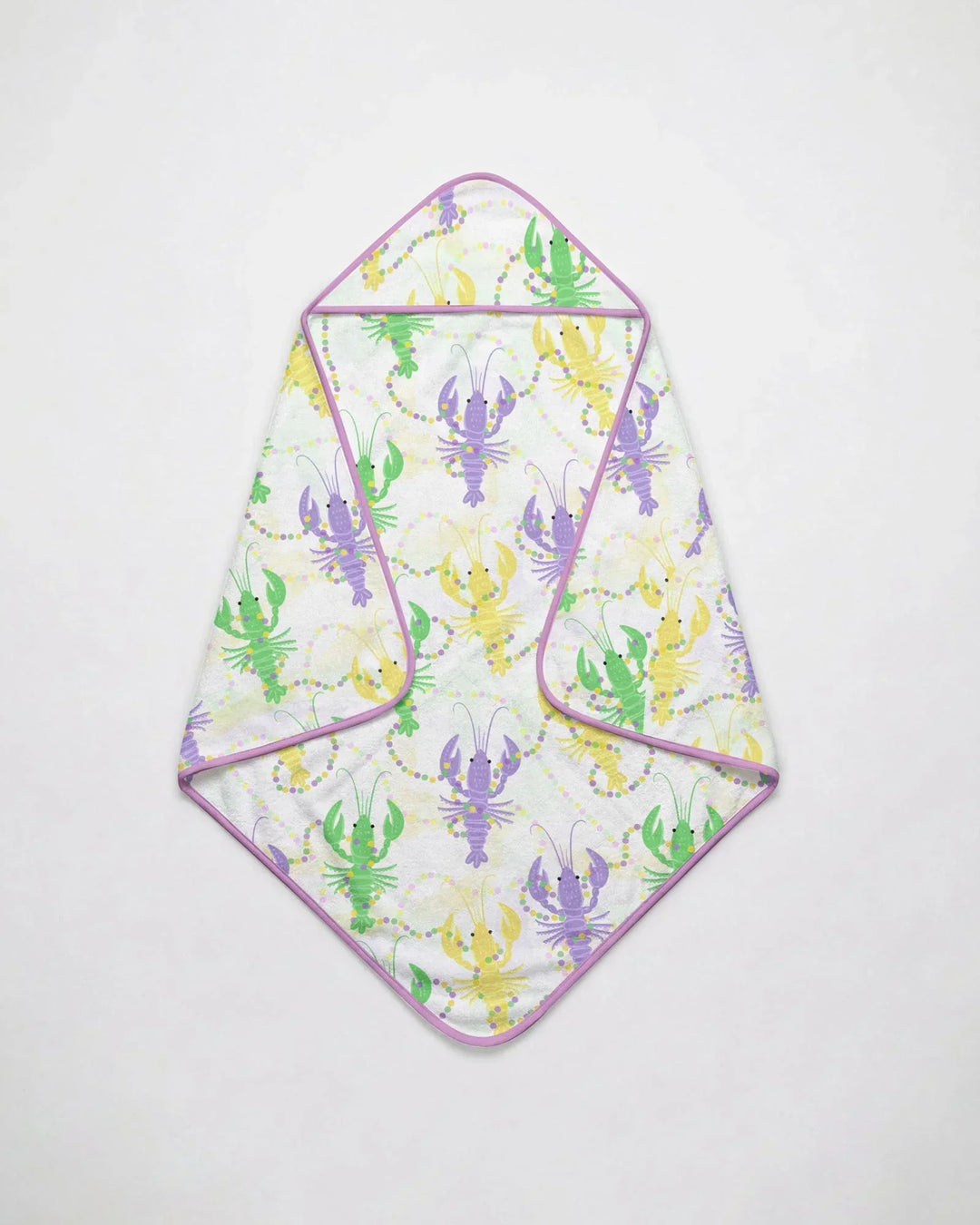 Mardi Gras Crawfish Family Matching Hooded Bamboo Towel Set