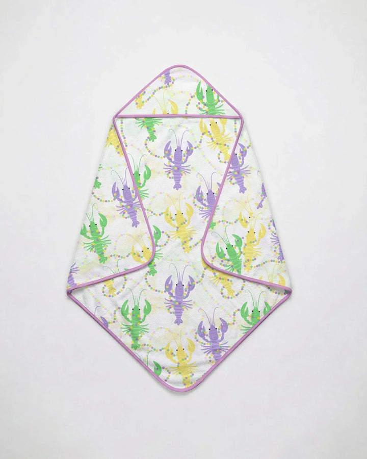 Mardi Gras Crawfish Family Matching Hooded Bamboo Towel Set