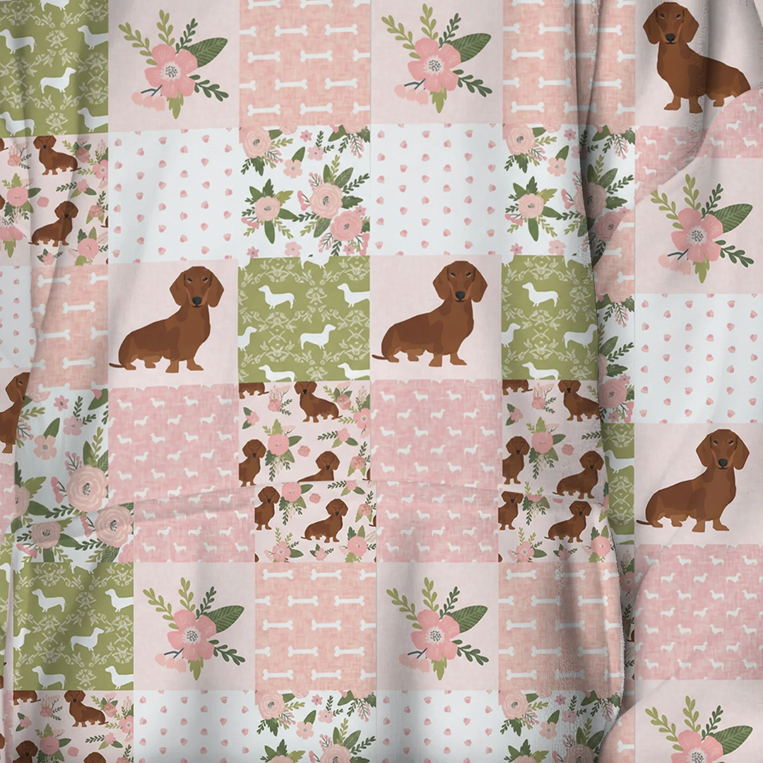 Floral Dachshund Grace Bamboo Blanket Hoodie