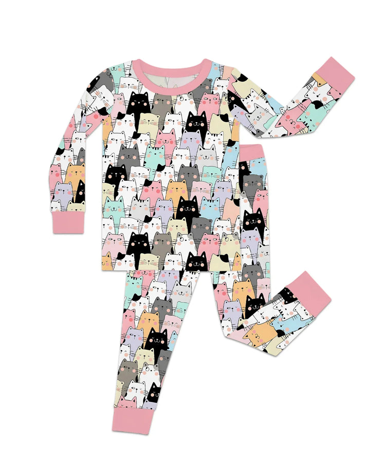 Purrfect Crowd Bamboo Two Piece Long Sleeve Pajama Set