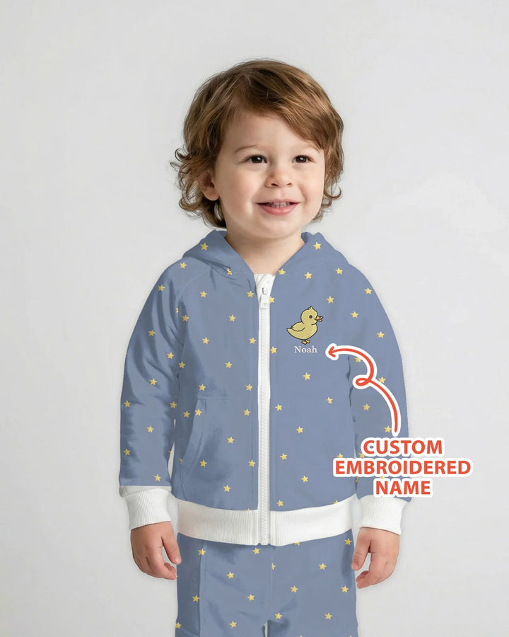 Embroidered Custom Name Animal Bamboo Zip Hoodie