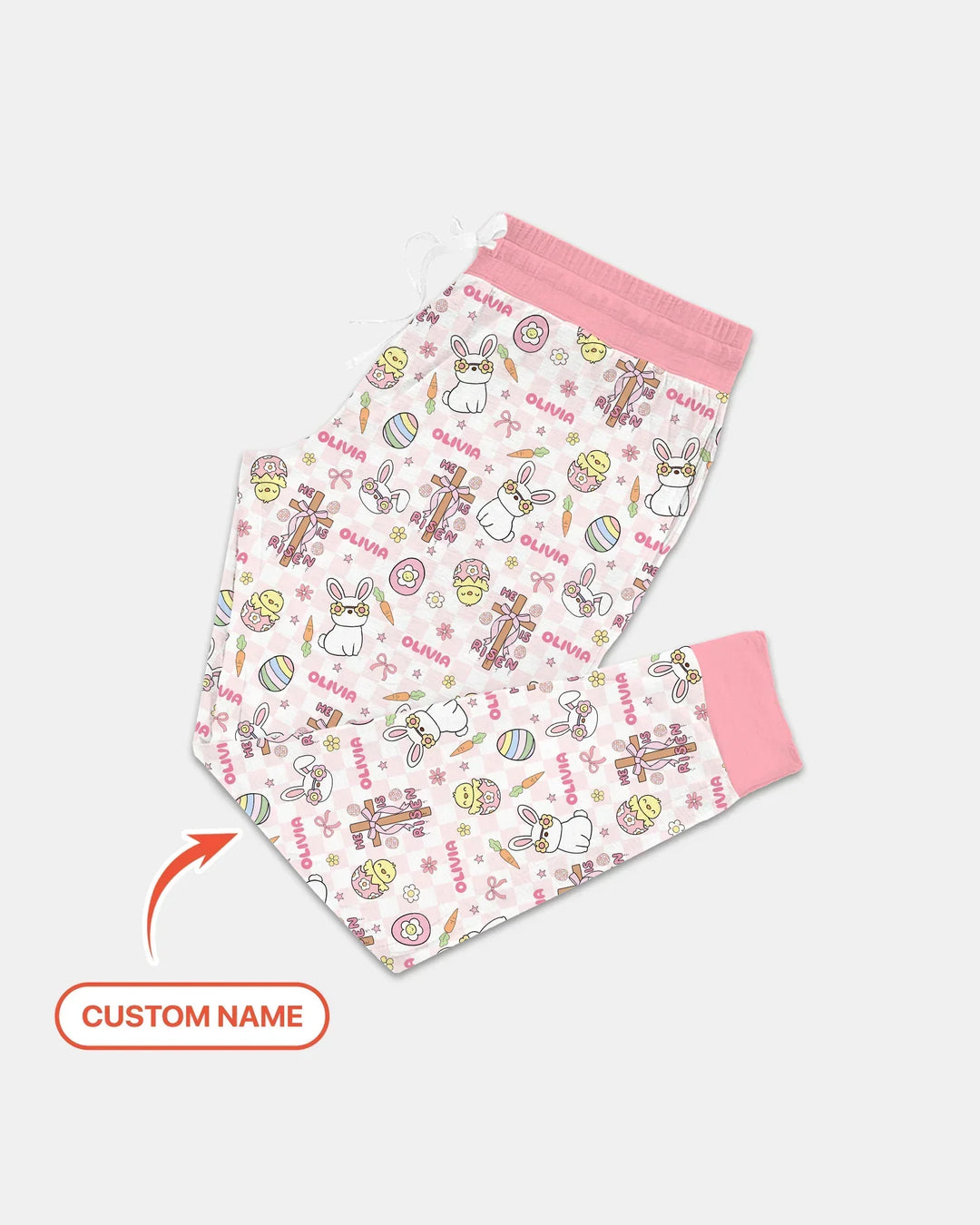 Custom Name Retro Easter Bamboo Women Pajama Set
