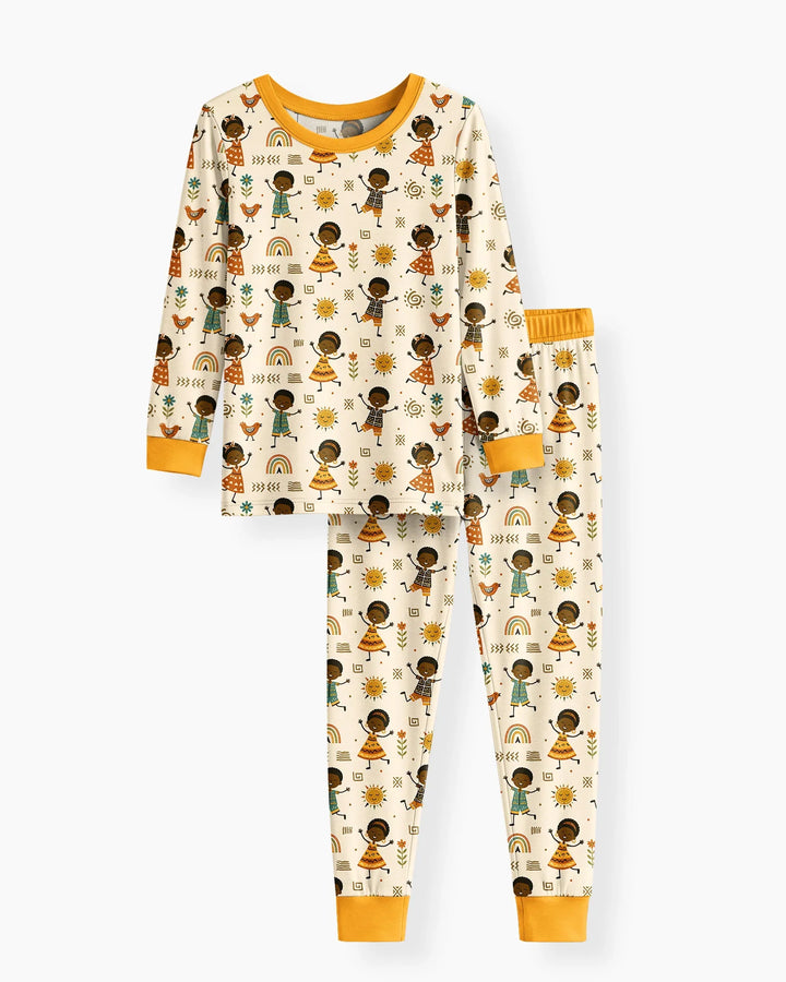Cute African Heritage Bamboo Two Piece Long Sleeve Pajama Set
