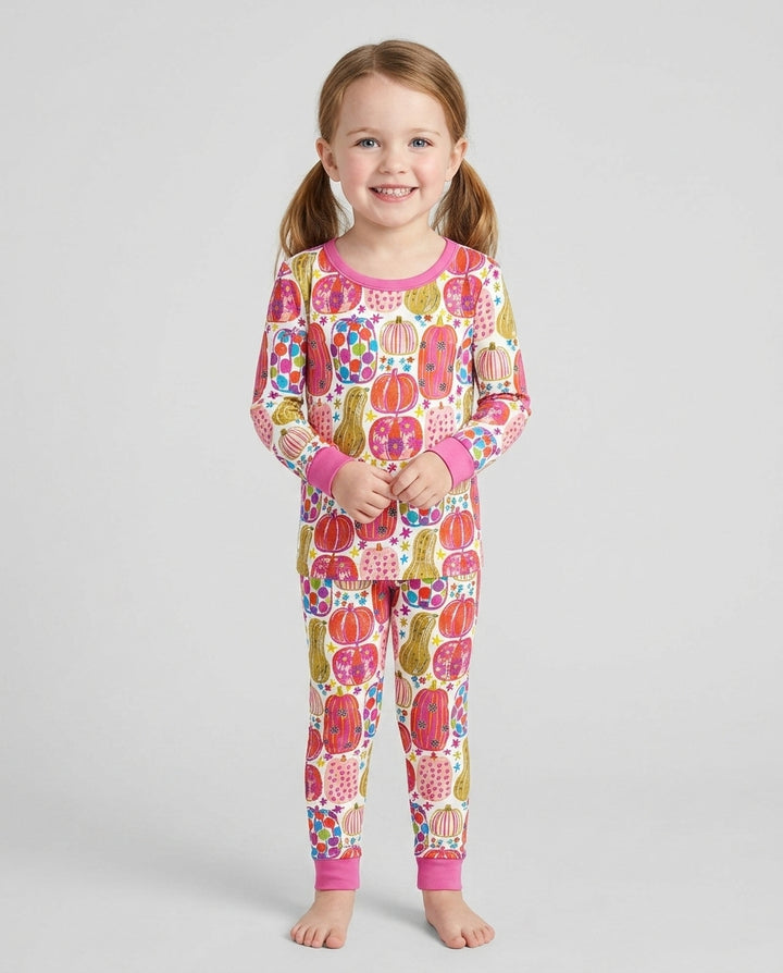 Funky Fall Pumpkins Bamboo Two Piece Long Sleeve Pajama Set