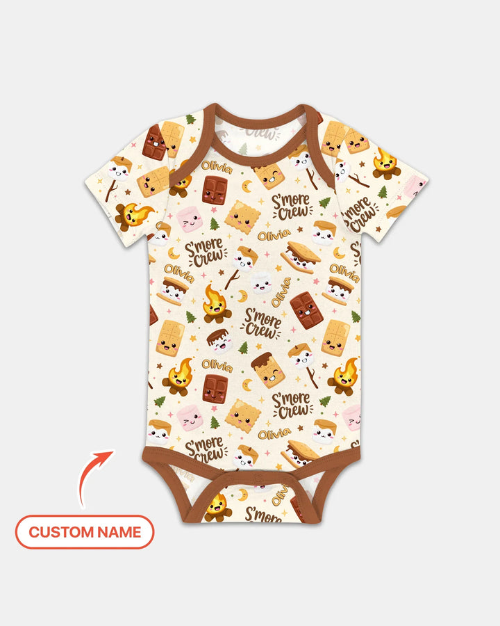 Custom Name Kawaii S'more Crew Family Matching Bamboo Bodysuit