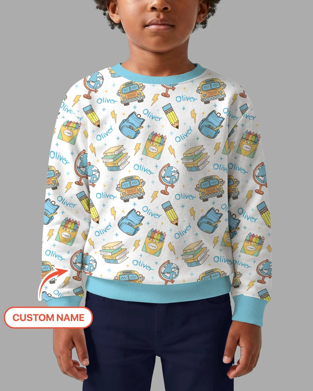 Custom Name Back To School Bamboo Crewneck Sweatshirt