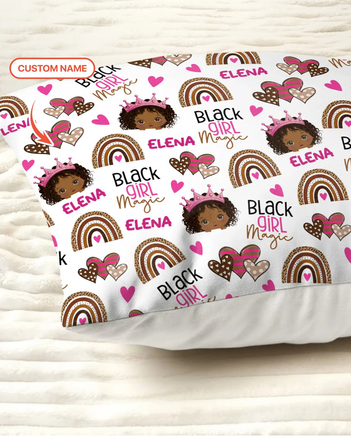 Custom Name Black Girl Magic Bamboo Pillow Case