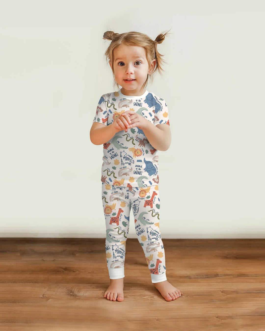 Funny African Animals Bamboo Two Piece Short Sleeve Pajama Set