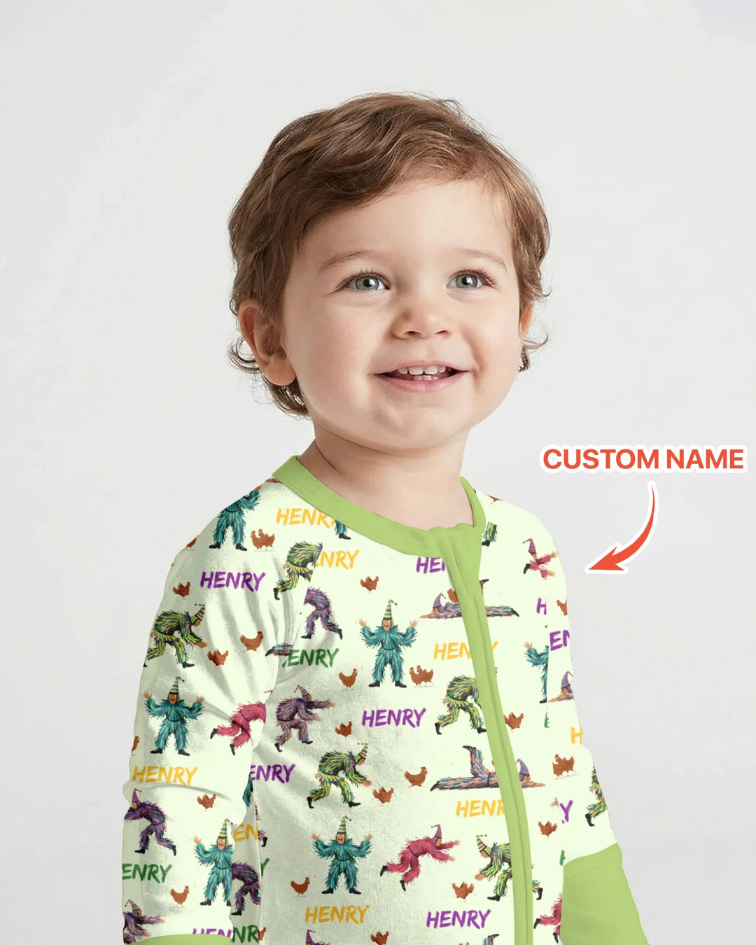 Custom Name Mardi Gras Chicken Chase Family Matching Bamboo Convertible Zippy