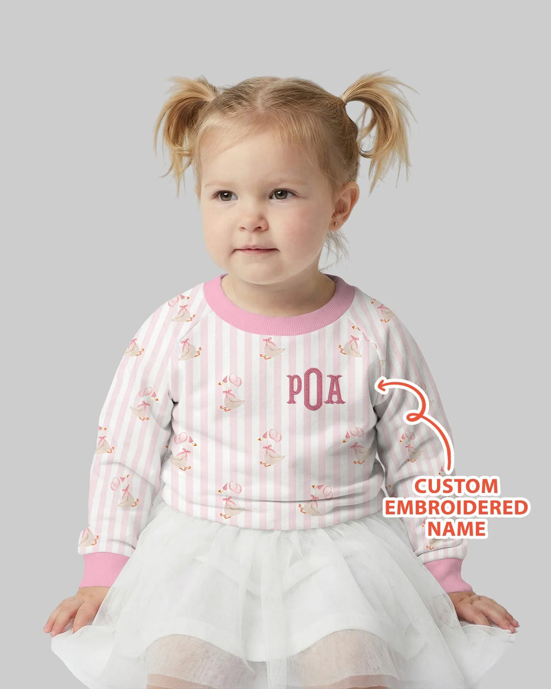 Custom Name Embroidered Birthday Girl  Bamboo Crewneck Sweatshirt