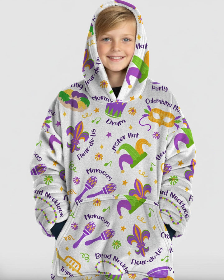 Mardi Gras Family Matching Bamboo Blanket Hoodie